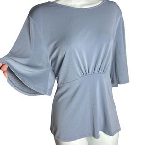 BANANA REPUBLIC Periwinkle Baby Blue Cozy Bell Sleeve Top L Large